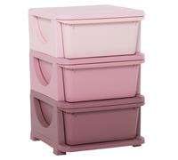 HOMCOM Torre de Almacenamiento Infantil con 3 Cajones Organizador de Juguetes para Niños +3 Años Almacenaje con Asas 37x37x56,5 cm Rosa Aosom España