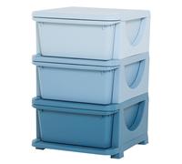 HOMCOM Torre de Almacenamiento Infantil con 3 Cajones Organizador de Juguetes para Niños +3 Años Gran Almacenaje 37x37x56,5 cm Azul Aosom España