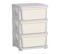 Homcom torre de almacenamiento infantil con 3 cajones, organizador de juguetes para niños de +3 años, con bordes redondeados y asas, para guardería, sala de juegos, dormitorio, 37x37x56,5 cm, crema 56