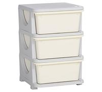 HOMCOM Torre de Almacenamiento Infantil con 3 Cajones Organizador de Juguetes para Niños +3 Años Gran Almacenaje con Asas para Juguetes Ropa Libros 37x37x56,5 cm Crema
