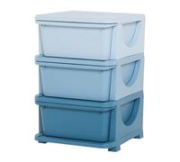 HOMCOM Torre de Almacenamiento Infantil con 3 Cajones, Organizador de Juguetes para Niños de +3 Años, con Bordes Redondeados y Asas, para Guardería, Sala de Juegos, Dormitorio, 37x37x56,5 cm, Azul
