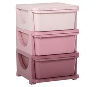 HOMCOM Torre de Almacenamiento Infantil con 3 Cajones, Organizador de Juguetes para Niños de +3 Años, con Bordes Redondeados y Asas, para Guardería, Sala de Juegos, Dormitorio, 37x37x56,5 cm, Rosa