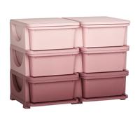 HOMCOM Torre de Almacenamiento Infantil con 6 Cajones, Organizador de Juguetes para Niños de +3 Años, con Bordes Redondeados y Asas, para Guardería, Sala de Juegos, Dormitorio, 75x37x56,5 cm, Rosa