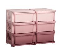 HOMCOM Torre de Almacenamiento Infantil con 6 Cajones, Organizador de Juguetes para Niños de +3 Años, con Bordes Redondeados y Asas, para Guardería, Sala de Juegos, Dormitorio, 75x37x56,5 cm, Rosa