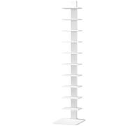 HOMCOM Torre Librería 11 Estantes, Estantería Alta y Estrecha Salvaespacio, Blanco