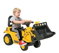 HOMCOM Tractor a Pedales para Niños de 18 a 48 Meses, Excavadora para Niños con Pala Delantera, Bocina, Volante y Compartimento Oculto bajo el Asiento, Carga 30 kg, 80x26,5x39 cm, Amarillo
