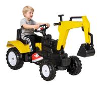 HOMCOM Tractor a Pedales para Niños de +3 Años 35kg 107x42x71 cm Amarillo | Excavadora para Niños, con Claxon y Pala Delantera, Tractor Infantil para Exterior