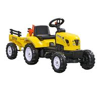 HOMCOM Tractor a Pedales para Niños de 3 Años con Remolque Juguete de Montar Coche de Pedales Carga 35 kg 133x42x51 cm Amarillo