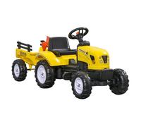 Homcom - Tractor a pedales con remolque amarillo