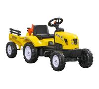 HOMCOM Tractor a Pedales para Niños de 3 Años con Remolque Juguete de Montar Coche de Pedales Carga 35 kg 133x42x51 cm Amarillo Yellow