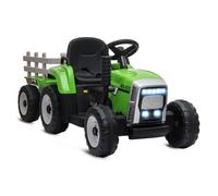 Homcom Tractor Eléctrico Con Remolque Para Niños 3-6 Años 136,5x50x52,5 Cm Verde