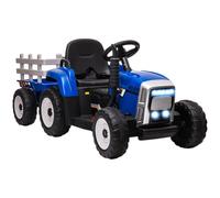 Homcom Tractor Eléctrico con Remolque para Niños 3-6 Años 136,5x50x52,5 Cm Azul
