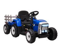 HOMCOM Tractor Eléctrico con Remolque para Niños 3-6 Años 136,5x50x52,5 cm Azul Azul