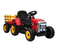 HOMCOM Tractor Eléctrico con Remolque para Niños 3-6 Años 136,5x50x52,5 cm Rojo