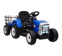 HOMCOM Tractor Eléctrico para Niños con Remolque Desmontable Azul