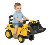 HOMCOM Tractor sin Pedales para Niños 18-48 Meses 80x26,5x39 cm Amarillo | Excavadora Juguete Grande, Pala Delantera, Bocina, Volante, Compartimento Oculto bajo Asiento, Carga 30 kg