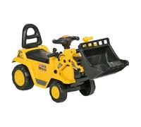 HOMCOM Tractor a Pedales para Niños de 18 a 48 Meses, Excavadora para Niños con Pala Delantera, Bocina, Volante y Compartimento Oculto bajo el Asiento, Carga 30 kg, 80x26,5x39 cm, Amarillo