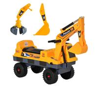 HOMCOM Tractor sin Pedales para Niños de 2-3 Años Excavadora Correpasillos con Pala Delantera Luces Música y Espacio de Alamcenaje Oculto 90x28x58 cm Amarillo
