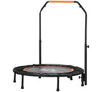HOMCOM Trampolín de Fitness Adultos Ø102 cm Cama Elástica Plegable con Mango Ajustable de 4 Niveles Marco de Acero para Entrenamiento Piernas Cuerpo en Hogar Oficina Gimnasio Negro y Naranja