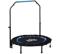 HOMCOM Trampolín de Fitness Adultos Ø102 cm, Cama Elástica Plegable con Mango Ajustable de 4 Niveles, Marco de Acero, para Entrenamiento Piernas, Cuerpo en Hogar, Oficina, Gimnasio, Negro y Azul