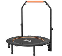HOMCOM Trampolín de Fitness Adultos Ø114 cm, Cama Elástica Plegable con Mango Ajustable de 4 Niveles, Marco de Acero, para Entrenamiento Piernas, Cuerpo en Hogar, Oficina, Gimnasio, Naranja y Negro
