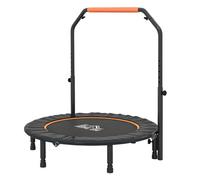 HOMCOM Trampolín de Fitness Adultos Ø114 cm, Cama Elástica Plegable con Mango Ajustable de 4 Niveles, Marco de Acero, para Entrenamiento Piernas, Cuerpo en Hogar, Oficina, Gimnasio