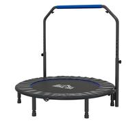 HOMCOM Trampolín de Fitness Adultos Ø122 cm, Cama Elástica Plegable con Mango Ajustable de 4 Niveles, Marco de Acero, para Entrenamiento Piernas, Cuerpo en Hogar, Oficina, Gimnasio, Negro y Azul