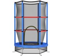 HOMCOM Trampolín elástico para niños 3-6 años con red de protección, 6 columnas y 3 entradas, Ø140x190 cm, azul y negro Aosom España