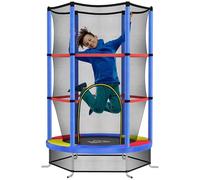 HOMCOM Trampolín Infantil de 140 cm de diámetro, con Red de Seguridad, para niños de 3 a 6 años, para Interiores, Multicolor