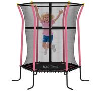 HOMCOM Trampolín para niños Ø 1,63 x m con red de seguridad con cremallera, 6 postes acolchados incluidos, carga máx. 50 kg rosa n Rosa