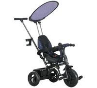 HOMCOM Triciclo 6 en 1 con Barra de Empuje, Triciclo Infantil con Capota Parasol Desmontable, Bicicleta de Equilibrio Ajustable con portavasos, Cesta, para niños de 1 a 5 años, Azul Oscuro