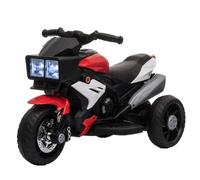 HOMCOM Moto Eléctrica Infantil con 3 Ruedas para +3 Años Triciclo con Pedal para Niños Batería 6V con Luces Música Neumáticos Anchos 86x42x52 cm Rojo