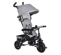 HOMCOM Triciclo Evolutivo para Bebés 6 en 1 Triciclo para Niños de 1-5 Años Bicicleta para Niños con Toldo Plegable Mango Telescópico Desmontable Cinturón de Seguridad y Cesto 95x50x106 cm Gris