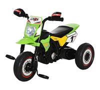 HOMCOM Triciclo Niños Moto Cross Efectos Musicales y Luminosos, Baúl de Almacenamiento Verde