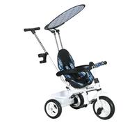 HOMCOM Triciclo para Bebés 6 en 1 Triciclo Evolutivo para Niños de +12 Meses con Toldo Plegable Mango de Empuje Telescópico y Desmontable Asiento Ajustable Cesto y Portabotellas Azul