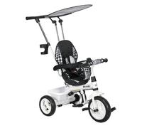 HOMCOM Triciclo para Bebés 6 en 1 Triciclo Evolutivo para Niños de +12 Meses con Toldo Plegable Mango de Empuje Telescópico y Desmontable Asiento Ajustable Cesto y Portabotellas Blanco