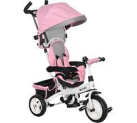 HOMCOM Triciclo Evolutivo para Bebés 6 en 1 Triciclo para Niños de 1-5 Años Bicicleta para Niños con Toldo Plegable Mango Telescópico Desmontable Cinturón de Seguridad y Cesto 95x50x106 cm Rosa