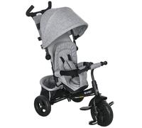 HOMCOM Triciclo para Bebés de +12 Meses con Mango de Empuje Telescópico y Desmontable Bolso para Mamá y Portabotellas Gris Aosom España