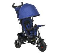 HOMCOM Triciclo para Bebés Triciclo Evolutivo para Niños con Toldo Plegable Mango de Empuje Telescópico y Desmontable Bolso para Mamá y Portabotellas 102x49x102 cm Azul Oscuro