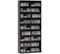 HOMCOM Unidad de Almacenamiento de 640 CD/360 DVD, Estante de Almacenamiento Multimedia BLU-Ray con 18 Compartimentos y 14 estantes Ajustables, Torre de CD para Sala de Estar, Dormitorio, Oficina