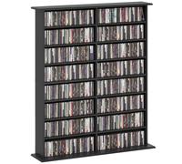 HOMCOM Unidad de Almacenamiento de 720 CD/396 DVD, Estante de Almacenamiento Multimedia BLU-Ray 396 con 16 Compartimentos y 12 estantes Ajustables, Torre de CD para Sala de Estar, Dormitorio, Oficina