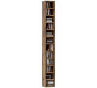 HOMCOM Unidad de almacenamiento para 204 CD, torre de almacenamiento de DVD con 12 cubos, estantería de 175 cm de alto para sala de estar, oficina en casa, sala de estudio, marrón rústico