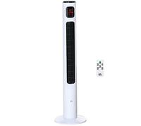 HOMCOM Ventilador Columna Silencioso 45W, Ventilador Torre para Dormitorio con 3 Modos 3 Velocidades, Control Remoto 70°, Temporizador 12H y Pantalla LED, 117H cm Blanco