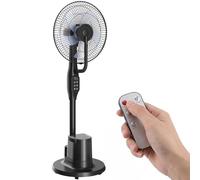 HOMCOM Ventilador con refrigeración por agua, humidificador silencioso, inclinable, incluye pulverizador, mando a distancia, temporizador, oscilante y 3 velocidades 90 W, color negro