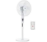 HOMCOM Ventilador de pie Ø 44 cm 45 W Control remoto temporizador 3 modos 3 velocidades altura ajustable oscilante silencioso blanco