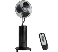 HOMCOM Ventilador de Pie 3 en 1 Oscilante con Nebulizador de Agua, Control Remoto y Temporizador 9h, 45x38x130 cm, Negro