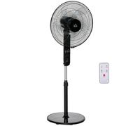 HOMCOM Ventilador de pie 44 cm 45W control remoto temporizador 3 modos 3 velocidades altura regulable oscilante silencioso Negro Aosom España