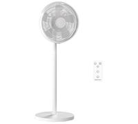 HOMCOM Ventilador de Pie con Control Remoto, Ventilador de Pie Silencioso con Altura Ajustable, 4 Velocidades, Oscilación 80°, Temporizador 10H y Pantalla LED, 50W, Blanco