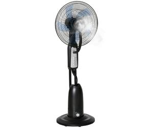 HOMCOM Ventilador de Pie con Nebulizador de Agua Oscilante y Silencioso con 3 Velocidad 5 Aspas 90W Tanque de 2,8L 44,5x120cm Negro Aosom España