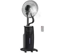 HOMCOM Ventilador de Pie Oscilante con Nebulizador 90W con Control Remoto 5 Aspas Tanque de Agua 3,1 L 44,5x44,5x135 cm Negro Aosom España